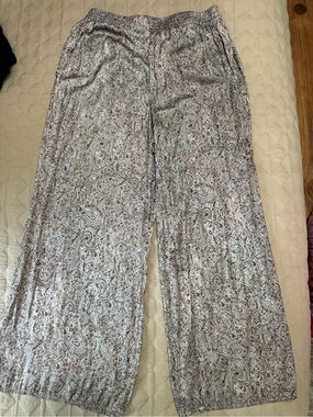 Philosophy Beige Paisley-Trim Wide Leg Pants